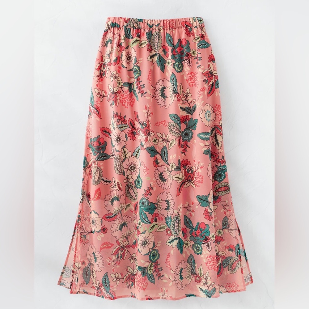 Coldwater Creek Pink Maxi A-Line Skirt with Slit